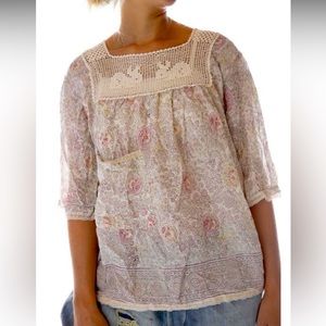 Magnolia Pearl European Cotton Hand Crochet Rabbit Yoke Eula 709Golden Poppy Top